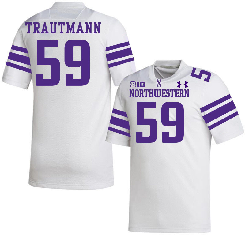 Northwestern Wildcats #59 Jack Trautmann College Football Jerseys Stitched-White